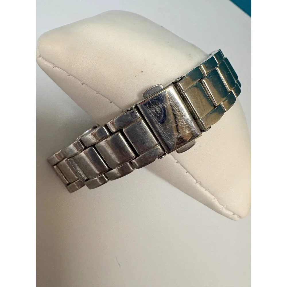 Silver Tone Quartz Crystal Bezel Watch Japan Mvt Infinity Dial Need Batt